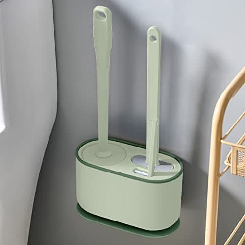 Toilet Brush,Toilet Bowl Brush and Holder with 3 Type Brush(Round Silicone Brush+Flat Silicone Brush+Slit Brush),Toilet Cleaner Brush Clean Every Corner of The Toilet Bathroom Cleaning Bowl Brush Kit thumbnail 2