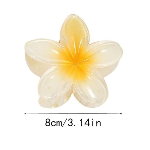 YIHECWY4 Pieces Plumeria Flower Hair Claw Clips Acrylic Hair Jaw Clips Hawaiian Hair Claw Clips for Medium Thick Hair Women and Girls Hawaii Hair Accessorie(4 colors) thumbnail 2