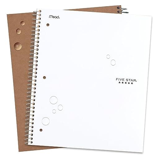 Five Star Spiral Notebook, 5-Subject, College Ruled Paper, 11 inches x 8-1/2 inches, 200 Sheets, White (72460) - White thumbnail 6
