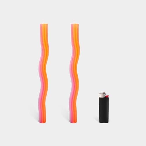 Wiggle Candles (2 Pack) - Joyful Dancing Design Taper Candlesticks | Bright Colors | 7/8” diam x 11” Length | Designed by Lex Pott | Made in USA (Orange) - Orange thumbnail 5