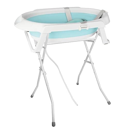 Baignoire pour bébé avec support, pliable, avec support antidérapant, insert de bain pour nouveau-né,66 * 61 * 82cm- Vert thumbnail 9