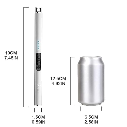 SUPRUS Electric Lighter Arc Windproof Flameless USB Rechargeable Lighter with Safety Lock for Candle BBQ Camping (Silver) thumbnail 2
