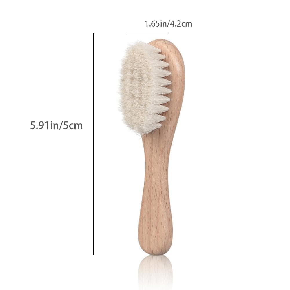 Baby Hair Brush Set – 2 Pcs Natural Soft Goat Bristle & Wooden Handle Brush for Newborns & Toddlers | Cradle Cap Brush for Boys & Girls | Gentle Baby Essentials, Registry Gift thumbnail 3