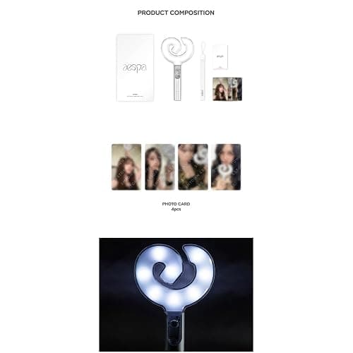 KPOP HEAVEN AESPA Official LIGHTSTICK VER.2 + 4 Official Photocards & 3 Extra Photocards Set thumbnail 4