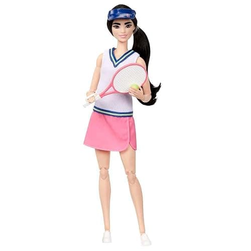 Barbie Careers Fashion Doll & Accessories, Made to Move Tennis Player Wearing Removable Outfit with Racket & Ball, 22 Bendable Joints - Doll thumbnail 3