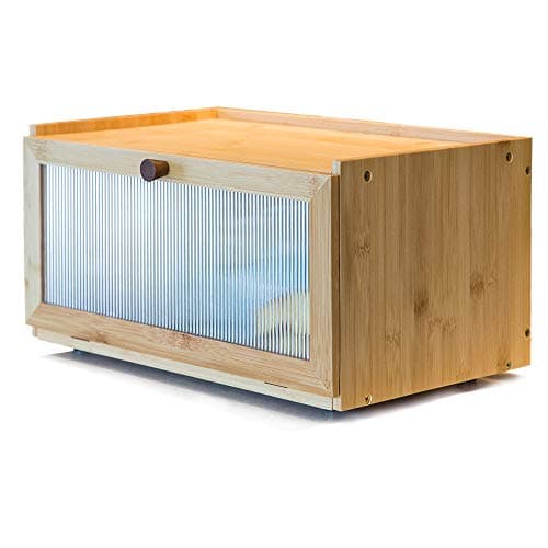 ETMI Bamboo Bread Box for Kitchen Counter-Large Capacity Bread Storage Container Farmhouse Bread Box with Window Bread Holder - Image 1