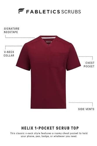 Fabletics Men's Helix 1-Pocket Scrub Top - MotionTech, Wrinkle-Resist, Chest Pocket, Anti-Shrink, Semi-Slim Fit thumbnail 6