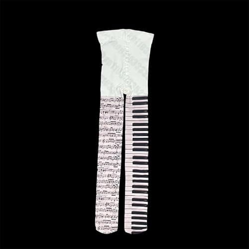 JOLILUNA Whimsy Twee Piano Tights Funky Y2k Music Note Tights thumbnail 4