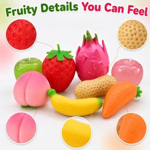9 Pack Fruit Squishy Toys Slow Rising Fidget Toy Strawberry Carrot Apple Banana Peach Peanuts Dragon Fruit Potato Bayberry Jumbo Squishies Stress Ball Fruit Squeeze Toy Set for Gifts Party Favor thumbnail 6