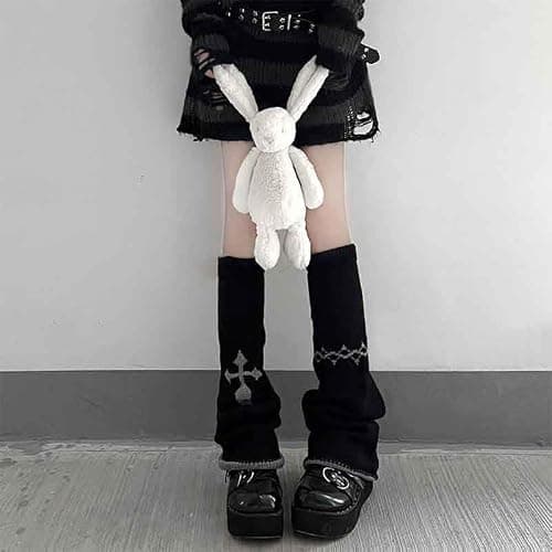 BXCNCKD Gothic Skull Print Two Side Wear Knitted Leg Warmers Socks Y2k Star Punk Girls Japanese Kawaii Streetwear Leg Cover thumbnail 3