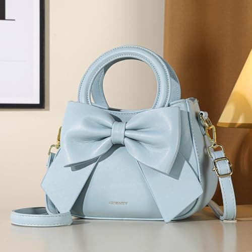 Small Purses for Women Crossbody Bag, Vegan Leather Crossbody Purses and Handbags with Top Carry Handle and Cute Bow Knot(Blue) thumbnail 9