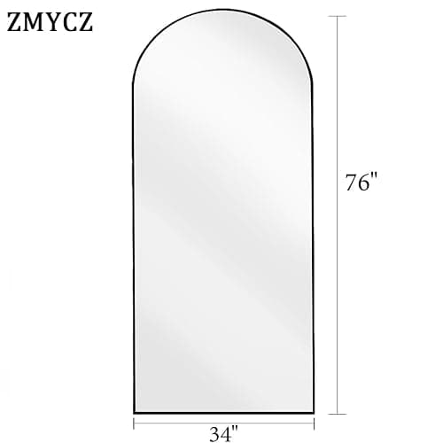 ZMYCZ Floor Length Mirror, 76"x34" Arch Full Length Mirror Hanging or Leaning, Body Mirrors with Stand, Arched-Top Wall Mounted Mirrors with Aluminum Frame for Bedroom (Black) thumbnail 2
