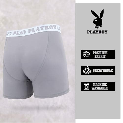 Playboy Mens Underwear 4 Pack Boxers for Men Gifts for Men Boxer Briefs - Large - Grey,blk,wht, Red thumbnail 5
