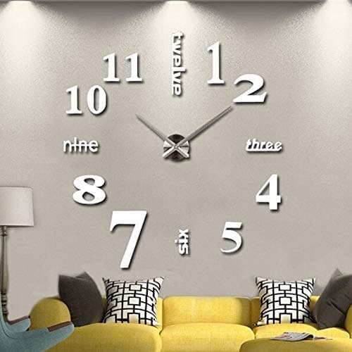 SOULONG Wanduhr-Aufkleber, 3D-Wanduhr, Spiegel-Aufkleber, große Uhr, Heimdekoration, einzigartiges thumbnail 2