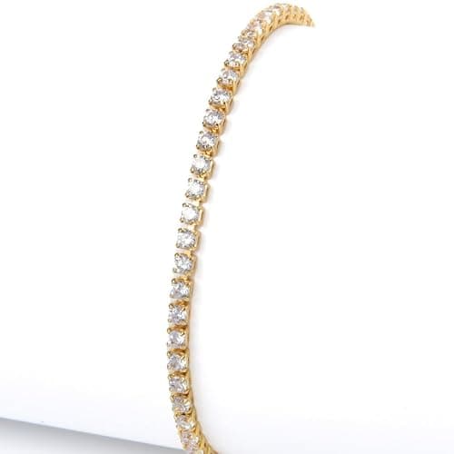 JO WISDOM Tennis Bracelets for Women 2mm Cubic Zirconia Adjustable Slider Bracelets Tennis Bracelet Fashion White/Gold Jewelry Birthday Gifts for Women thumbnail 3
