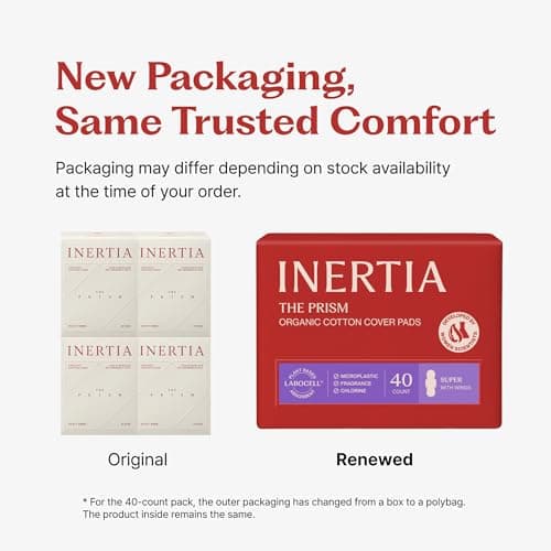 INERTIA The Prism Super – Truly Organic Ultra Thin & Leak-Proof Organic Cotton Korean Pads with Wings | Heavy Absorbency | Hypoallergenic, Super Absorbent, Chlorine-Free & Fragrance-Free (40 Count) thumbnail 9