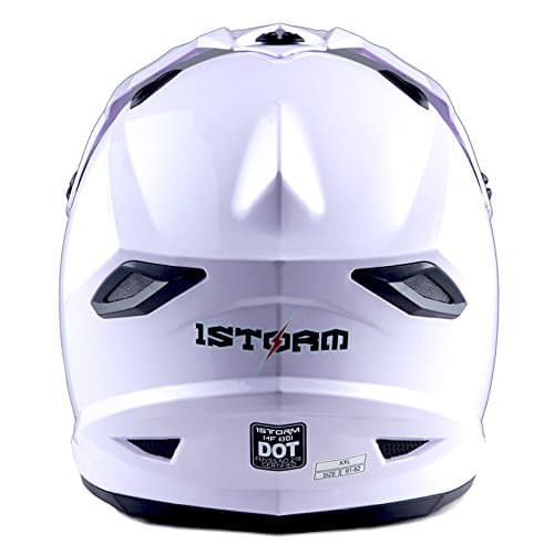 1Storm Motocross Adult Helmet BMX MX ATV Dirt Bike Helmet Glossy White + Goggles + Skeleton White Glove Bundle thumbnail 7