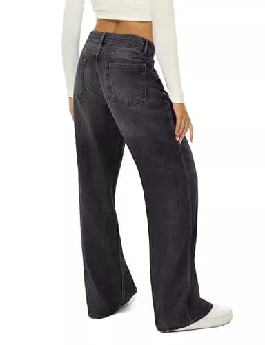 Kinghua Wide Leg Jeans for Women Spring Summer Casual Mid Rise Straight Leg Baggy Jean Vintage Boyfriend Denim Pants thumbnail 2