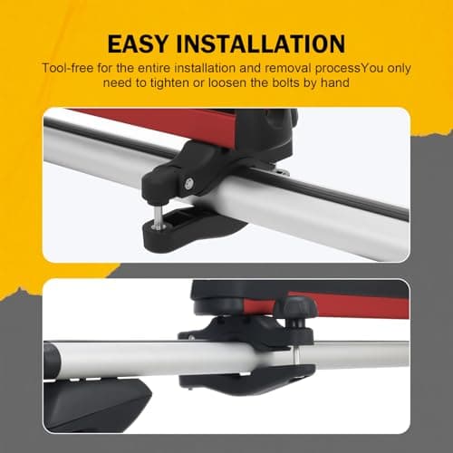16.3 Inch Ski and Snowboard Rack for Car Roof, with TPV Rubber Padding and Lock, Fit 2 Pairs of Skis or 2 Snowboards, Mounting System Fits for Square/Round/Aero/Oval Cross Bars, Red thumbnail 6