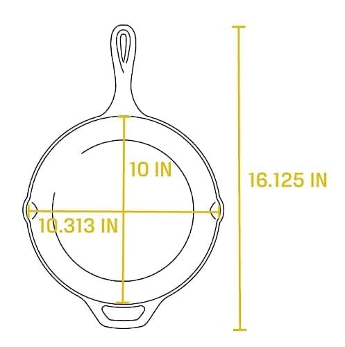 10.25 Inch Cast Iron Skillet – Pre-Seasoned Frying Pan with Teardrop Handle – Oven, Stovetop, Grill & Campfire Use – Made in USA – Durable, Non-Toxic, Even-Heating Cookware – Black thumbnail 3