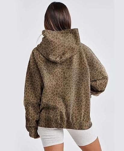 Anoumcy Camo Hoodie Womens Maple Leaf Fleece Hooded Sweatshirt Oversized Camouflage Hoodies For Women Trendy thumbnail 2