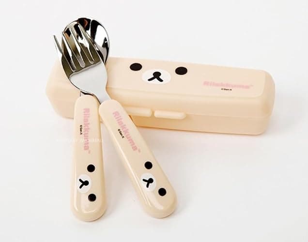 Cute Bear Designed Fork and Spoon Flatware Set with Case (Ivory) thumbnail 3