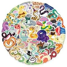 Macaroon Snake Stickers for Party Favors,50 PCS Cartoon Animals Cute Style Scrawl Stickers for Water Bottle Laptop Phone Luggage Guitar Bicycle,Waterproof Vinyl Stickers for Teens Girls Children thumbnail 3