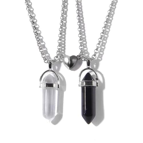 ZNDIJE Magnetic Couple Matching Split Heart Necklace Crystal Mutual Attraction Pendant Best Friends Friendship Jewelry Gift - Image 1