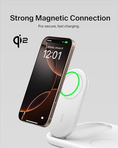 Belkin 3-in-1 MagSafe-Compatible iPhone Charger - Foldable Magnetic Qi2 Certified, MagSafe Charging Station for Phone, Apple Watch, AirPods - Wireless for Multiple Devices thumbnail 4