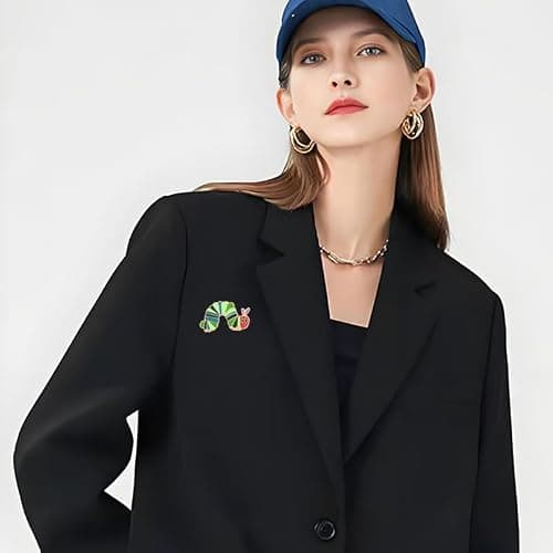 4 Pcs Hungry Caterpillar Strawberry Brooch Pins for Women Men Clothes Hat Accessories Cute Caterpillar Apple Pin Set Aesthetic Gifts thumbnail 4