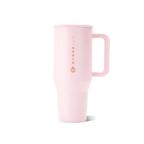 HydroJug Traveler 40oz, Insulated Tumbler with Handle & Straw, Pink Sand | Triple wall insulated, flip straw lid, leak-resistant, stainless steel, cup holder friendly, BPA-free, dishwasher safe - Image 1