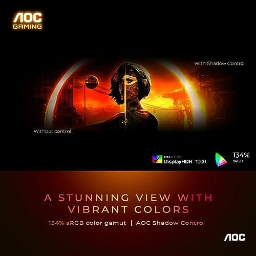 AOC 27 Inch Gaming Monitor QHD 180Hz Mini-LED HDR1000, Q27G3XMN | 3440×1440 Computer Monitor, 0.3ms, HDR400, USB 3.2, DP 1.4, HDMI 2.1, Height Adjustable Stand, Audio Out, VESA Mount thumbnail 5