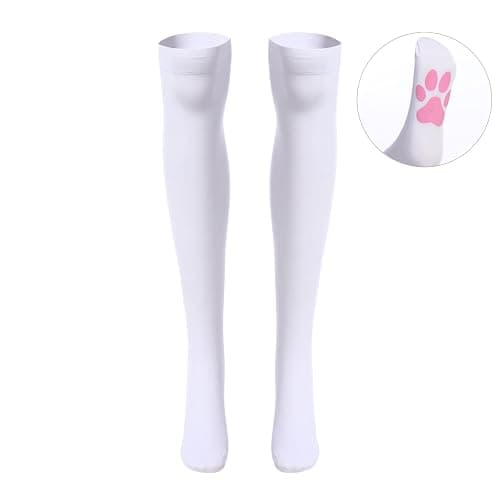 ABAFIP Women Cute Kawaii Cat Paw Print Thigh High Socks Kitten Claw Above Knee Sheer Hosiery Stockings thumbnail 2
