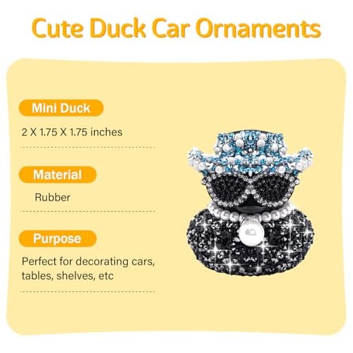 wonuu Black Diamond Rubber Duck Car Ornaments Funny Office Gifts Dashboard Decorations for Cool Car Accessories, Dark Blue thumbnail 4