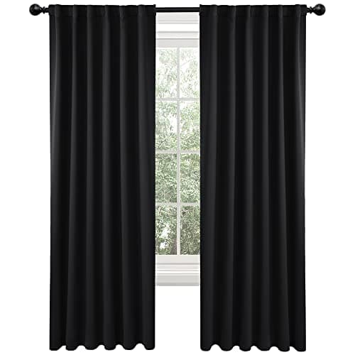 Deconovo Blackout Curtains 84 Inch Long 2 Panels, Back Tab and Rod Pocket Thermal Black Out Curtains, Window Curtains for Living Room, Black, 52Wx84L - Image 1
