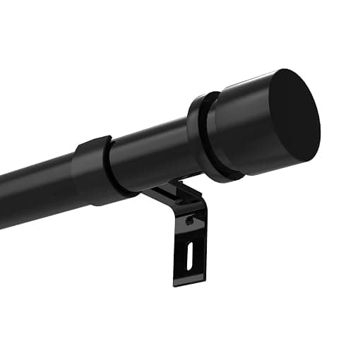 Byondeth Latest Curtain Rods for Windows 28 to 144 Inches Length Adjustable 1 Inch Diameter Window Heavy Duty Curtain Rod with Aluminium Finials Set for Outdoor, Farmhouse, Bedroom, Living Room, Black - Image 1