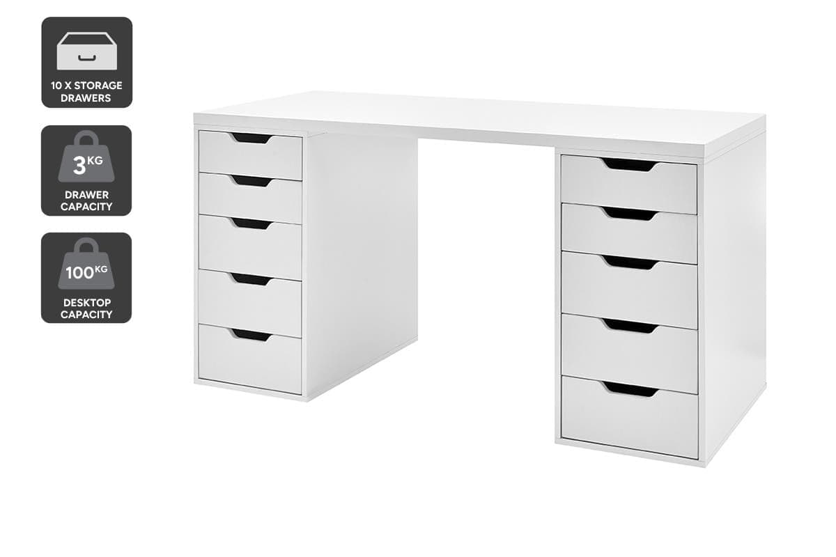 Ovela Alice Filing Drawer Desk (White) - OVALIDESKWA thumbnail 3