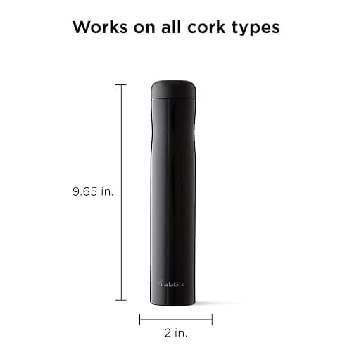 Rabbit Automatic Electric Corkscrew Wine Opener, Cordless Rechargeable, One-Touch Operation, Sleek Shiny Black Finish, Easy to Use for Wine Lovers thumbnail 2