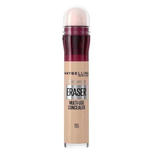 Maybelline Instant Anti-Age Eraser Eye Concealer for Face, Dark Circles, Blemish & Fine Lines Concealer, Full Coverage, Dermatologist Tested, Suitable for Sensitive Skin, Shade: 115 Warm Light - Image 1