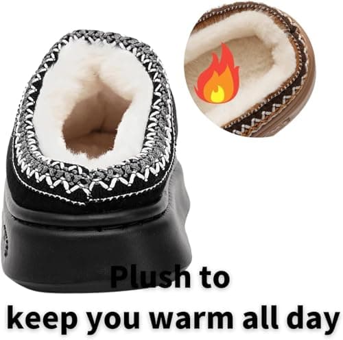 BERANMEY Cozy Fuzzy Platform Ankle Slippers for Womens Mens with Anti-Slip Sole, Warm Furry Lining for Indoor & Outdoor (Black, US Footwear Size System, Adult, Women, Numeric Range, Medium, 8.5, 9) thumbnail 5