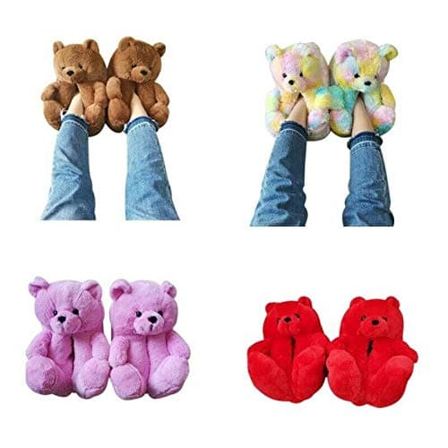 LELEBEAR Teddy Bear Slippers, Plush Animal Slippers Winter Warm Shoes thumbnail 7