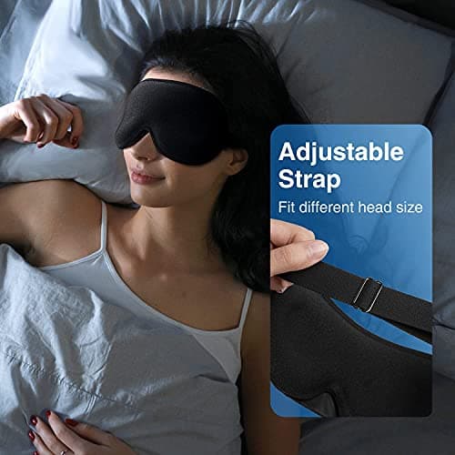 YFONG Weighted Sleep Mask, Women Men 3D Blocking Lights Sleeping Mask (4.2oz/120g), Pressure Relief Night Sleep Eye Mask with Adjustable Strap, Eye Cover Blindfold for Travel Nap Yoga, Black thumbnail 8