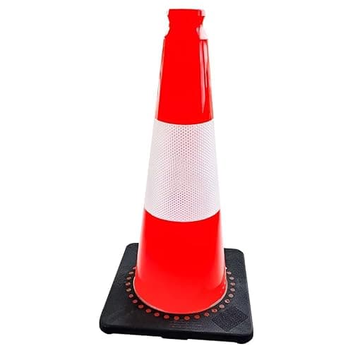50CM Traffic Cone - Orange | PVC Road Safety Cone with Weighted Base | High Visibility Reflective Street Cone | Portable Wind-Resistant Traffic Cone with Black Base - 1 Cone thumbnail 8