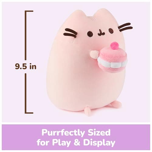 GUND Pusheen Cherry Macaron Squisheen Plush, Squishy Toy, Collectible Dessert Food Toy, Cat Stuffed Animal for Ages 8 and Up, Pink, 9.5” thumbnail 3
