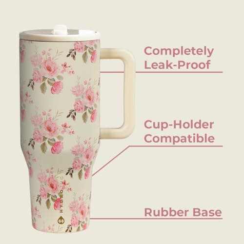 HydroJug Traveler - 32 oz Water Bottle with Handle & Flip Straw - Fits in Cup Holder, Leak Resistant Tumbler-Reusable Insulated Stainless Steel & Rubber Base - Gifts for Women & Men, Keepsake thumbnail 3