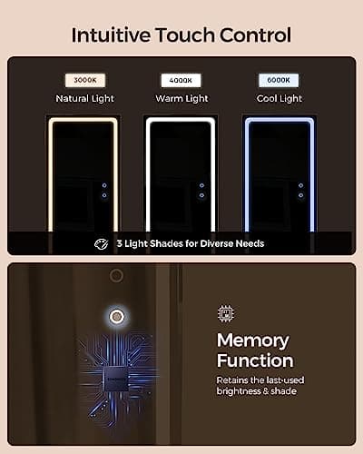 SONGMICS LED Jewelry Cabinet Standing, Lockable Armoire With Full-Length Mirror and Adjustable Lights, Space-Saving Organizer, Gift Idea, Cloud White UJJC008W01 thumbnail 3