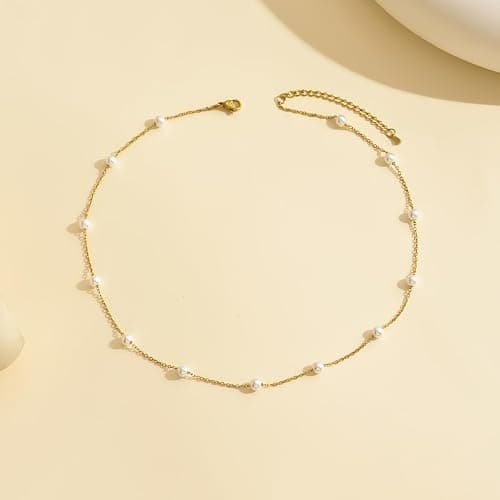 Jewigo Pearl Necklaces for Women 18K Gold Plated Pearl Necklace Dainty Pearls Pendant Necklace Simple Bridesmaid Wedding Jewelry Gift thumbnail 5