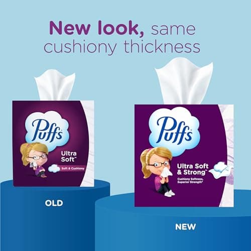 Puffs Facial Tissue Ultra Soft Non-Lotion, 10 Cube Boxes, 56 Facial Tissues per Box, Allergies and Colds (Packaging May Vary) thumbnail 3