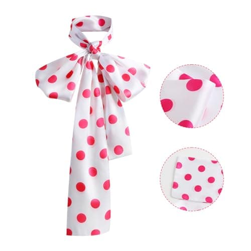 Polka Dot Pink and White Scarf for Women Fashion Neckerchief Halloween Costume Party Accessories thumbnail 3