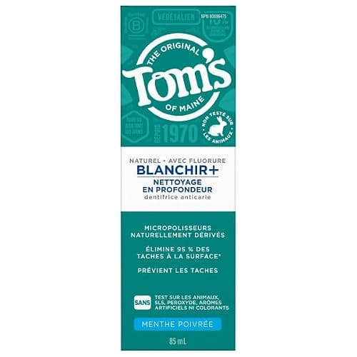Tom’s of Maine Whitening Plus Deep Clean Toothpaste – Natural Whitening with Plant-Based Cleansers, Enamel-Safe, Fights Plaque, Freshens Breath, No Artificial Flavors, Peppermint, 85mL thumbnail 5